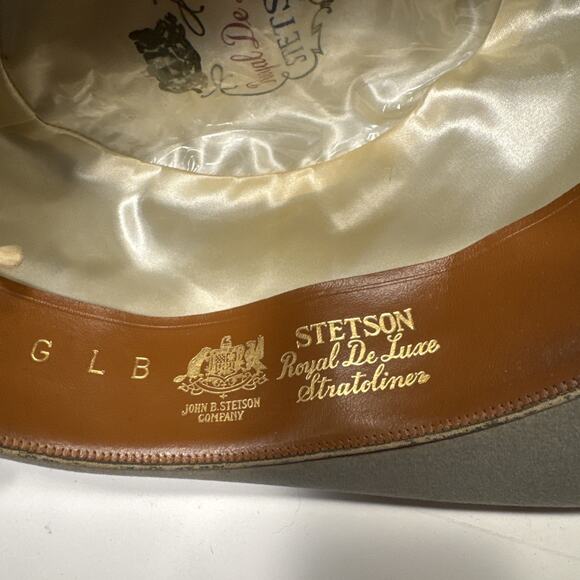 VTG Royal De Luxe Stetson GLB Silver/Grey Felt Fedora Hat Size L 1/8 Oval - Picture 11 of 13